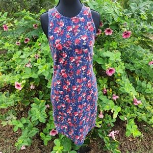 Share Abercrombie Fitch Dress Womens L Floral Blue Stretch Preppy